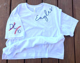 Oversized Eagles collar T-shirt with sleeve stitches, baseball sleeve
