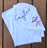 Oversized Eagles collar T-shirt with sleeve stitches, baseball sleeve