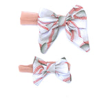 Baseball sailor bow, fabric bow