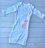 Newborn gown with Lilly appliqué