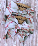 Baseball sailor bow, fabric bow