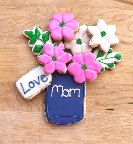 Mothers Day mason jar flower bouquet cookie platter