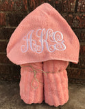 Monogram hooded towel, child beach towel, pool towel