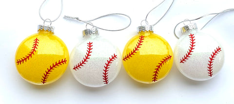 Glitter Baseball softball ornament