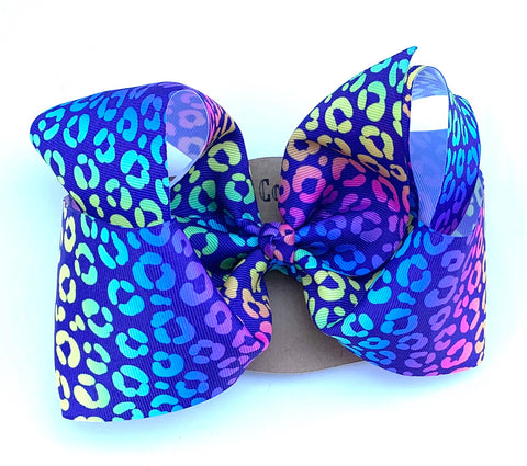 Rainbow Cheetah print bow